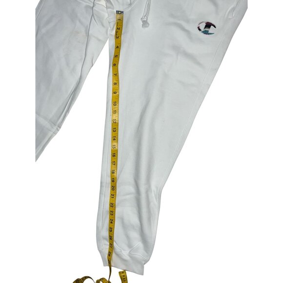 Champion Reverse Weave Colorful Embroidered Patch Sweat Pants Sz XL White Womens - Picture 6 of 9